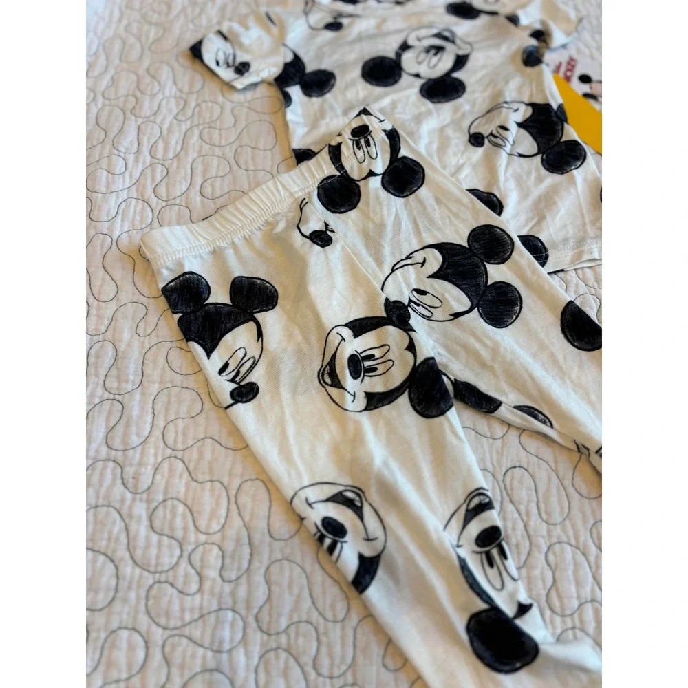 Disney Junior Mickey Mouse‎ Sketch Pajama Set Ivory Black 18 Months
